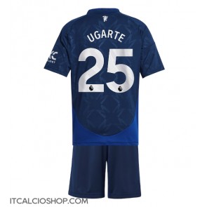 Manchester United Manuel Ugarte #25 Seconda Maglia Bambino 2024-25 Manica Corta (+ Pantaloni corti)